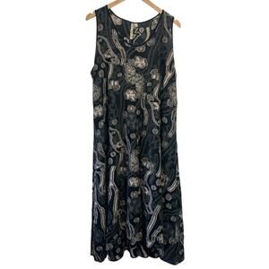 Comfy USA Women's 1X Sheer Lagenlook Abstract Print Sleeveless Pullover Dress